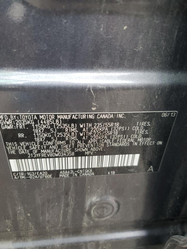 2013 Toyota Rav4 Limited VIN: 2T3YFREV8DW034358 Lot: 63936954