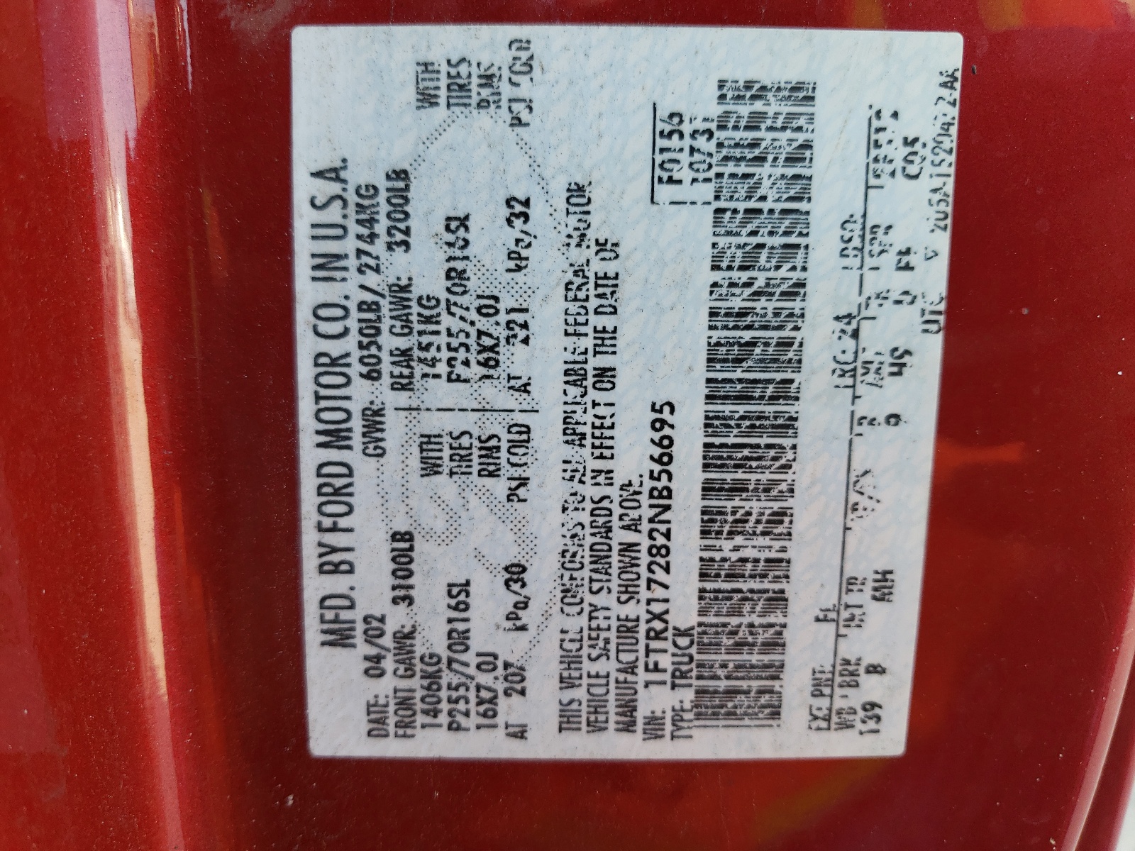 1FTRX17282NB56695 2002 Ford F150