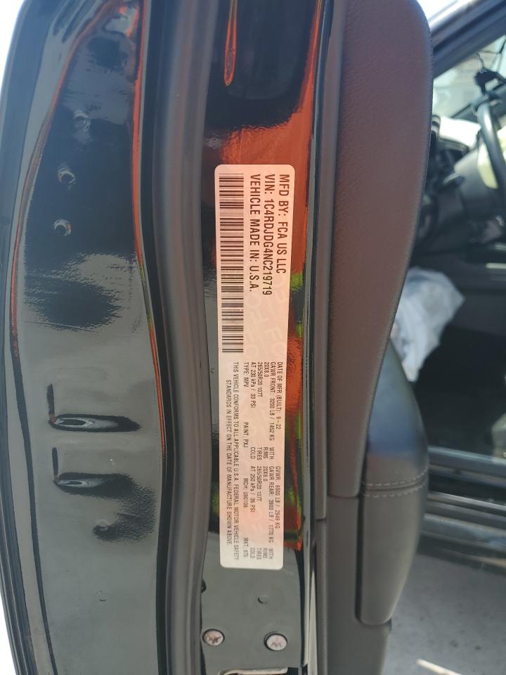 2022 Dodge Durango Gt VIN: 1C4RDJDG4NC219719 Lot: 65350254