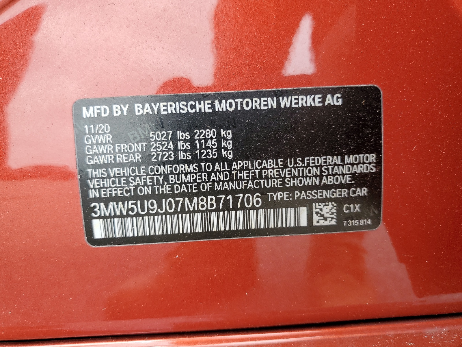 3MW5U9J07M8B71706 2021 BMW M340Xi