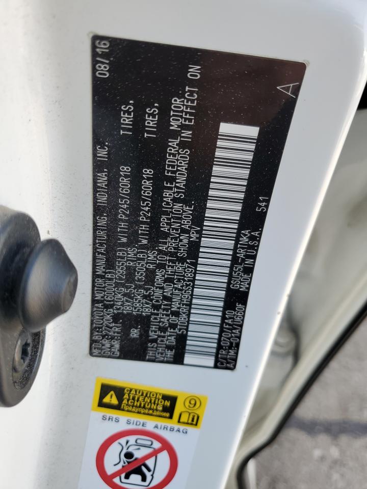 2016 Toyota Highlander Le VIN: 5TDBKRFH9GS318971 Lot: 64696154