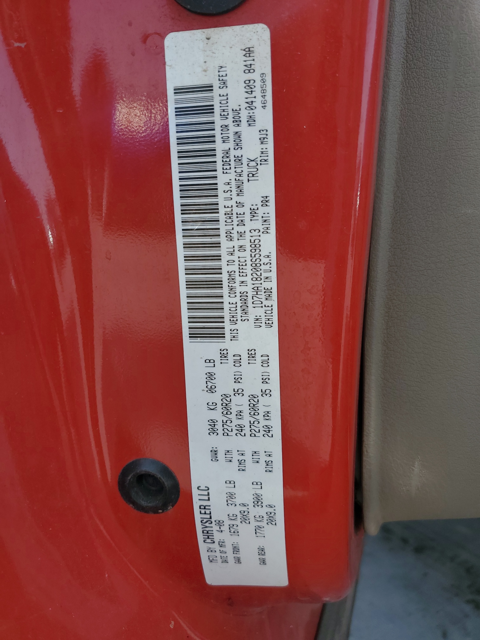 1D7HA18208S598513 2008 Dodge Ram 1500 St