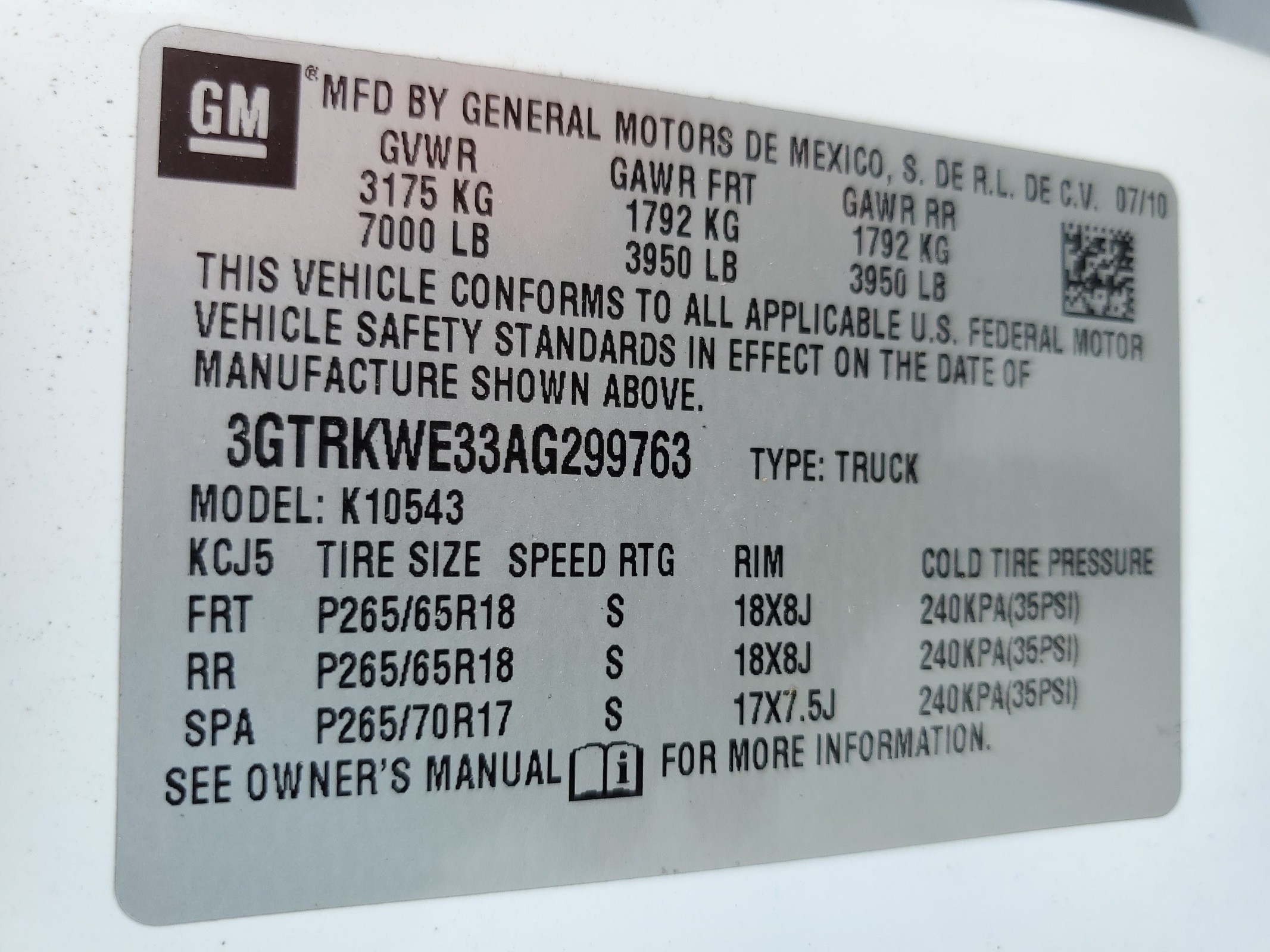 3GTRKWE33AG299763 2010 GMC Sierra K1500 Slt