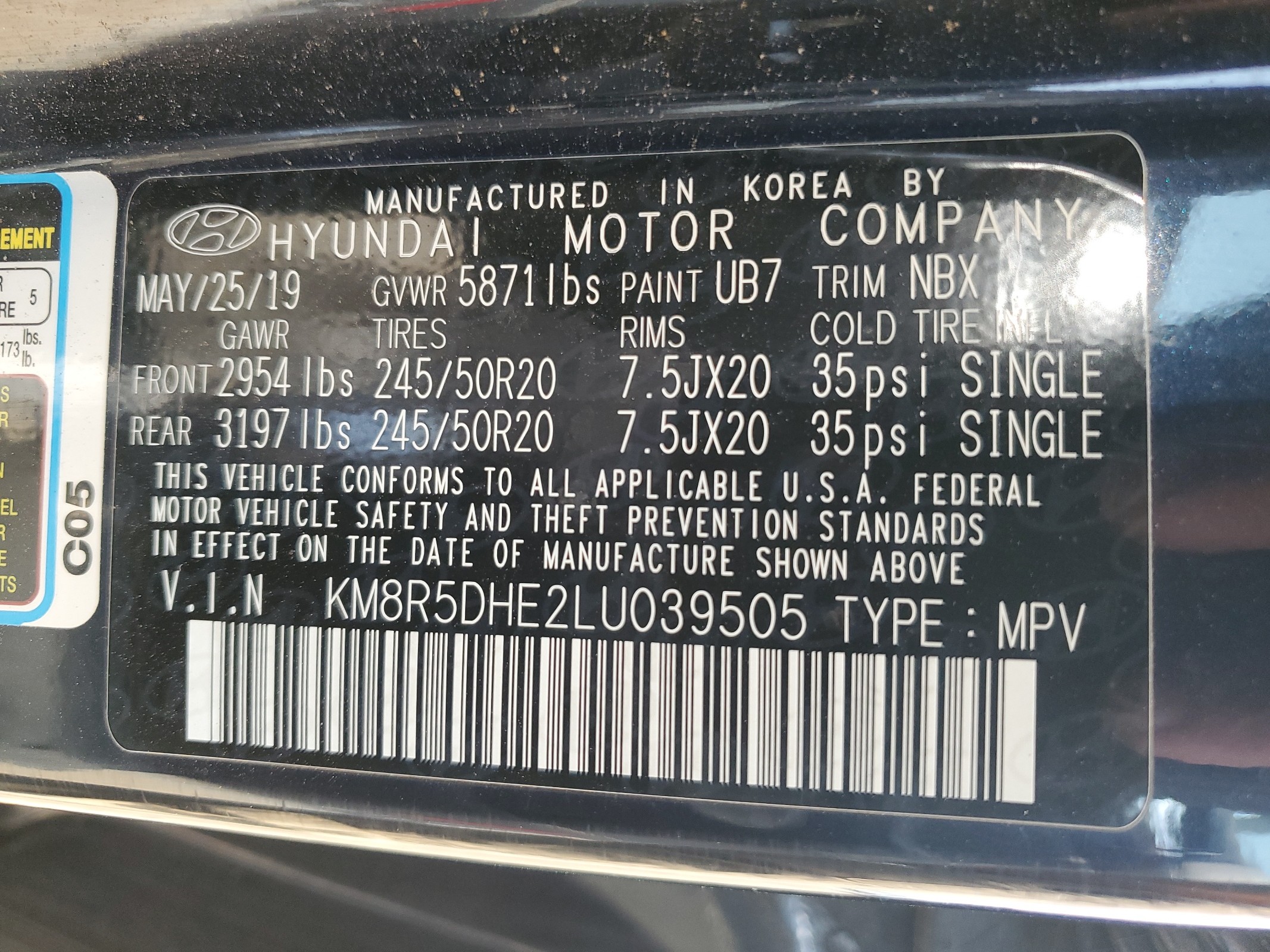 KM8R5DHE2LU039505 2020 Hyundai Palisade Limited