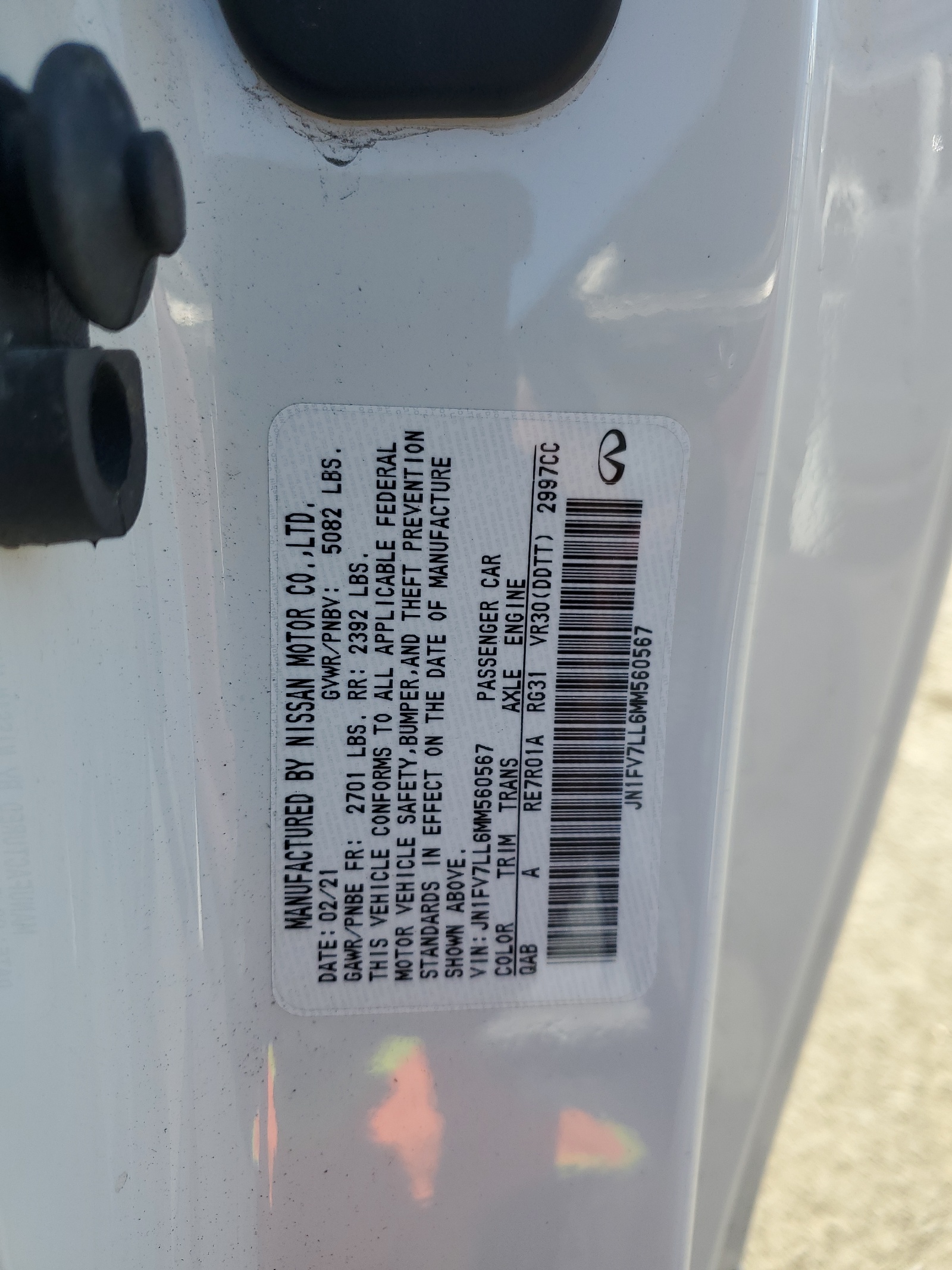 JN1FV7LL6MM560567 2021 Infiniti Q60 Red Sport 400