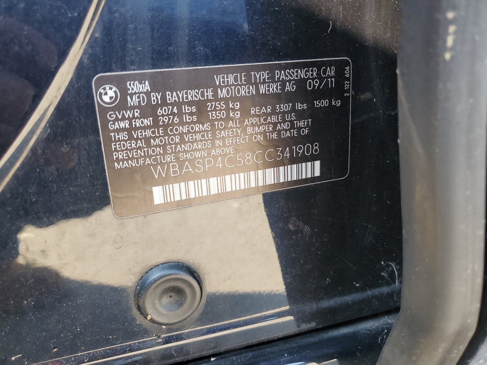 WBASP4C58CC341908 2012 BMW 550 Xigt