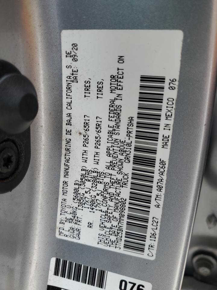 2021 Toyota Tacoma Double Cab VIN: 3TMDZ5BN7MM098802 Lot: 65398734