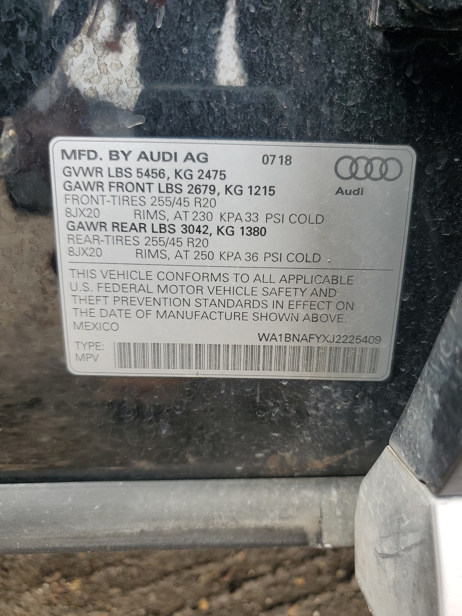 WA1BNAFYXJ2225409 2018 Audi Q5 Premium Plus