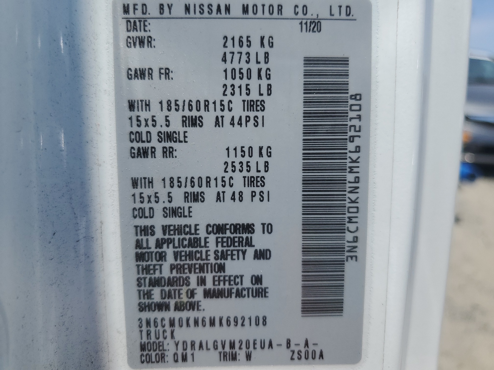 3N6CM0KN6MK692108 2021 Nissan Nv200 2.5S