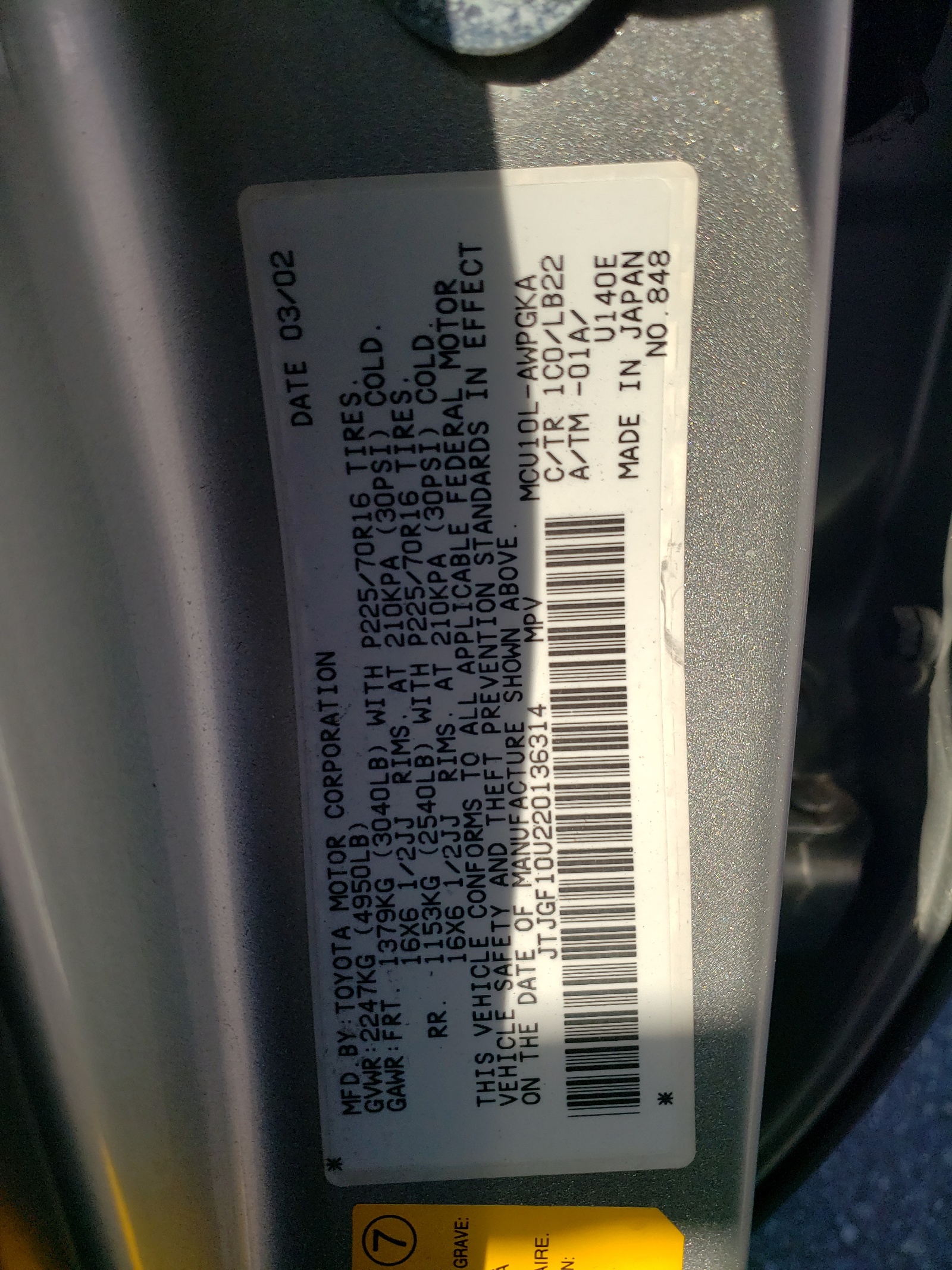 JTJGF10U220136314 2002 Lexus Rx 300