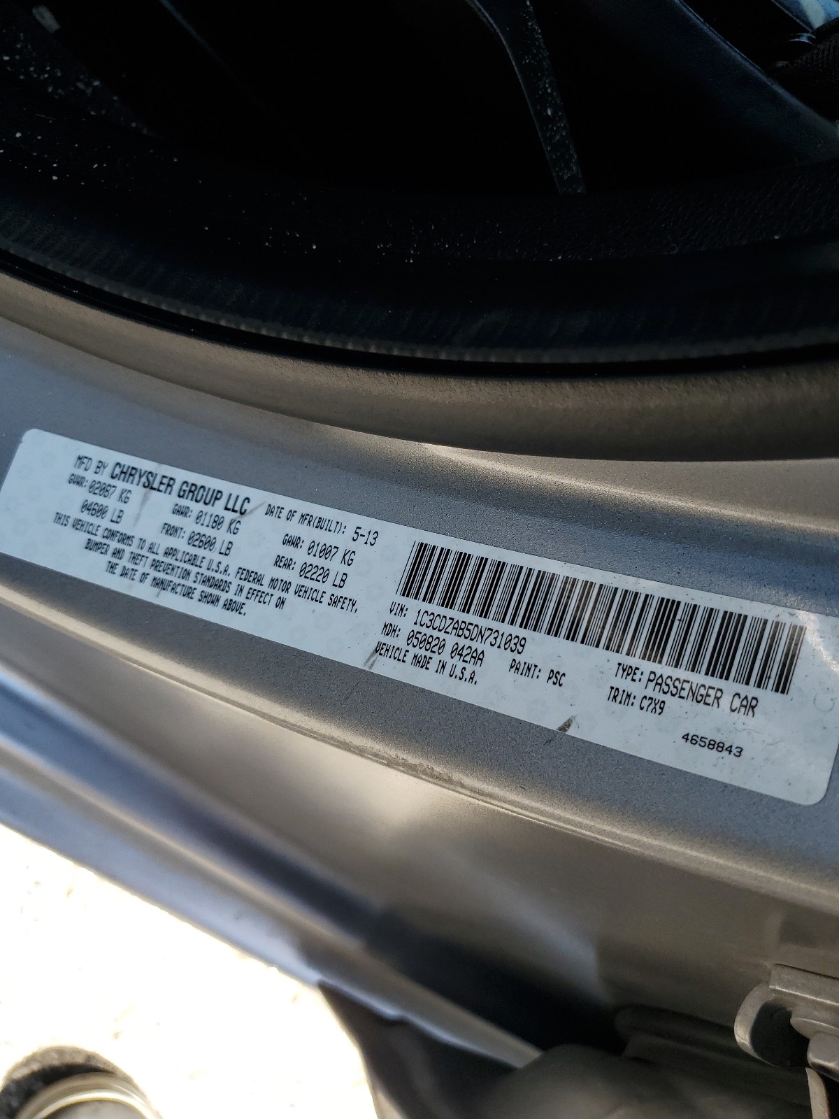 1C3CDZAB5DN731039 2013 Dodge Avenger Se