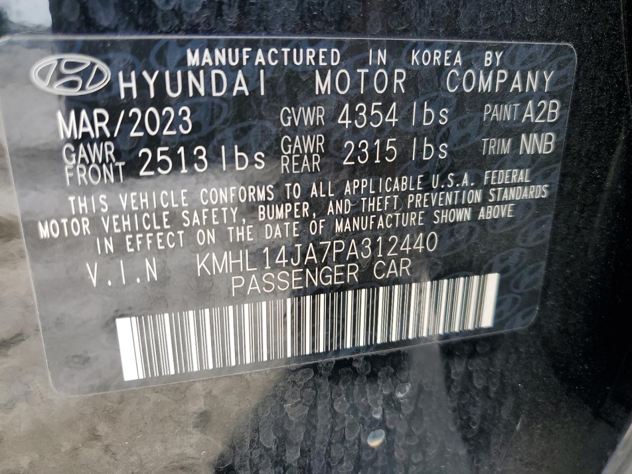 2023 Hyundai Sonata Sel VIN: KMHL14JA7PA312440 Lot: 65625804