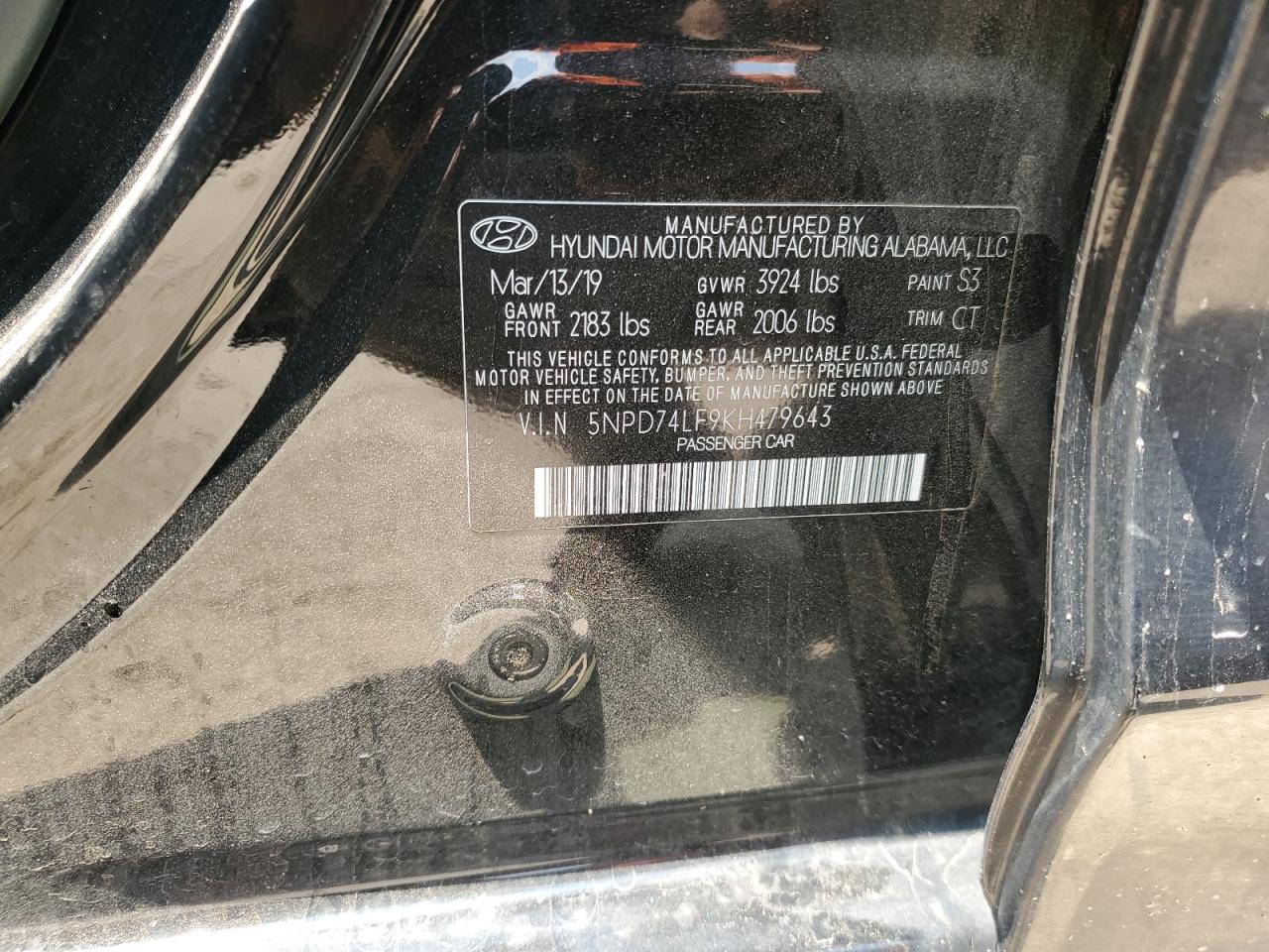 2019 Hyundai Elantra Se VIN: 5NPD74LF9KH479643 Lot: 64104344