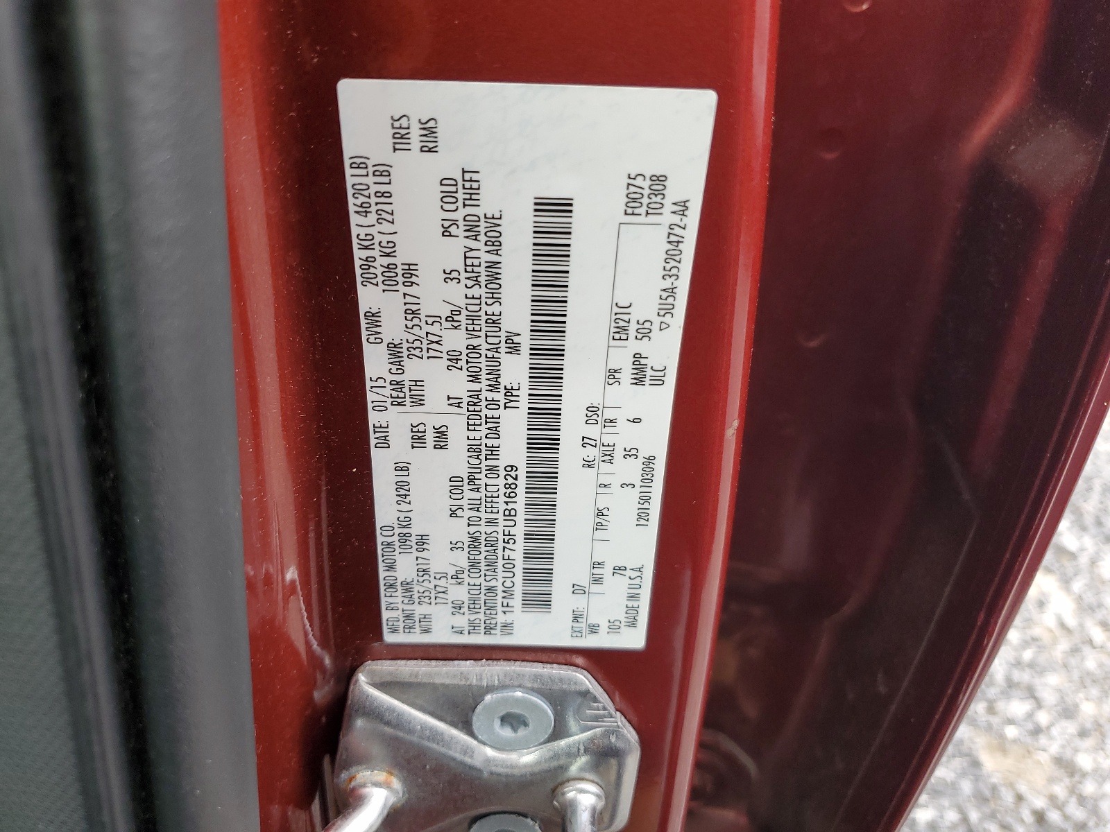 1FMCU0F75FUB16829 2015 Ford Escape S