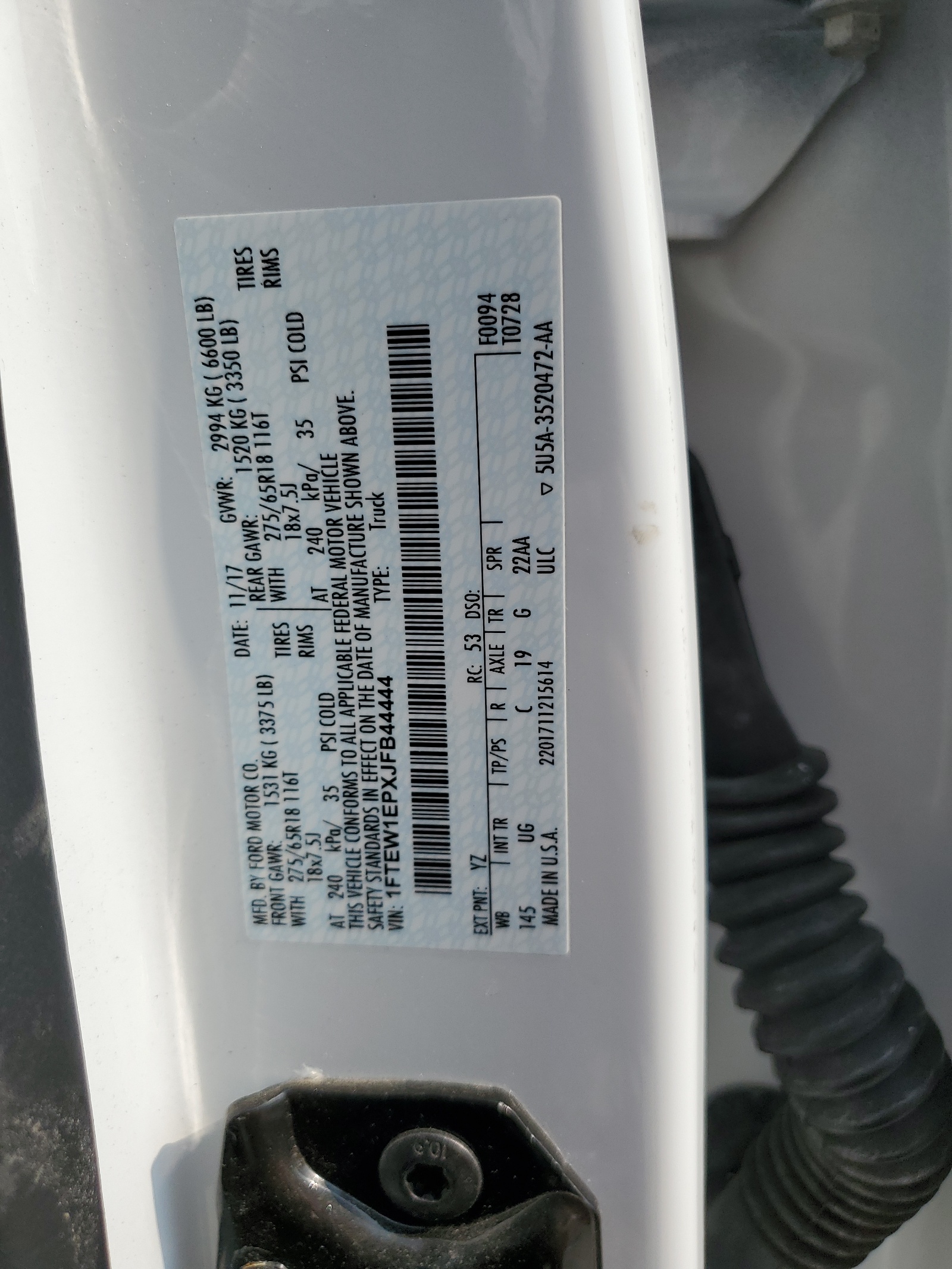 1FTEW1EPXJFB44444 2018 Ford F150 Supercrew