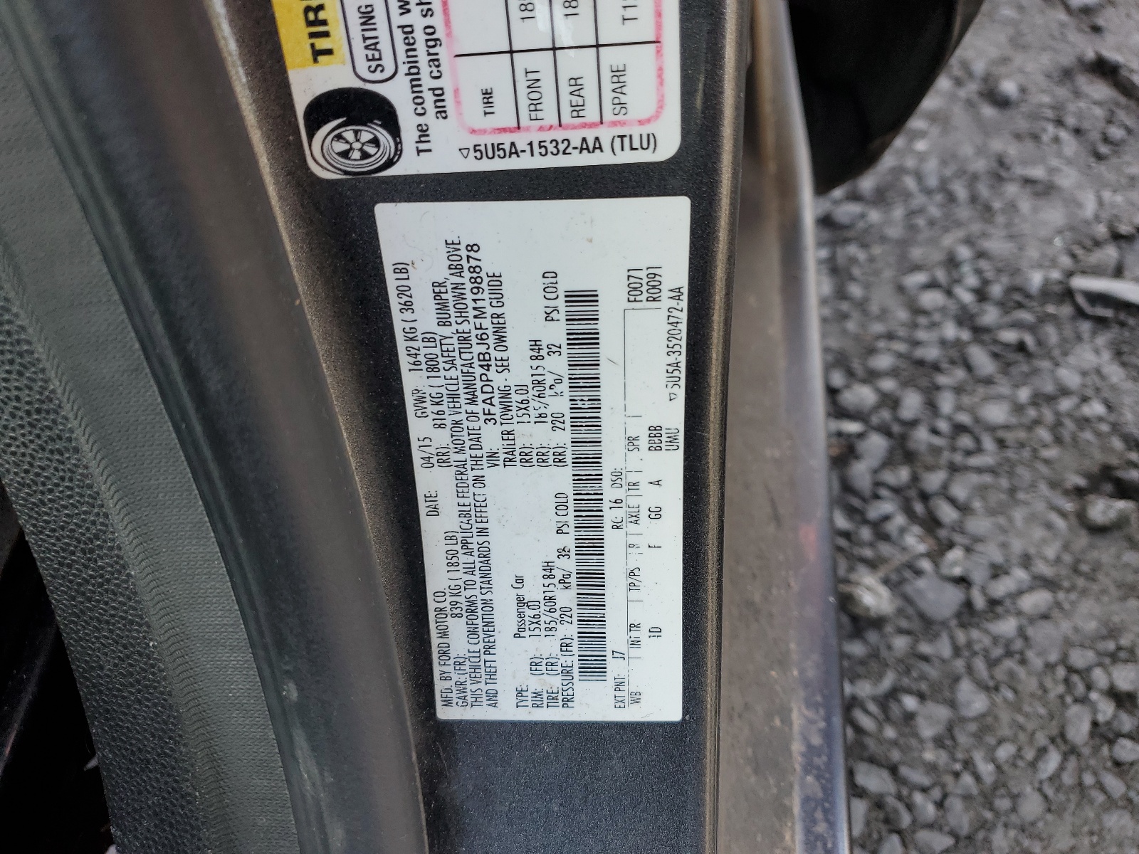 3FADP4BJ6FM198878 2015 Ford Fiesta Se