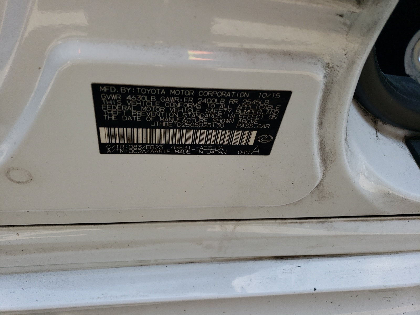 JTHBE1D25G5025130 2016 Lexus Is 350