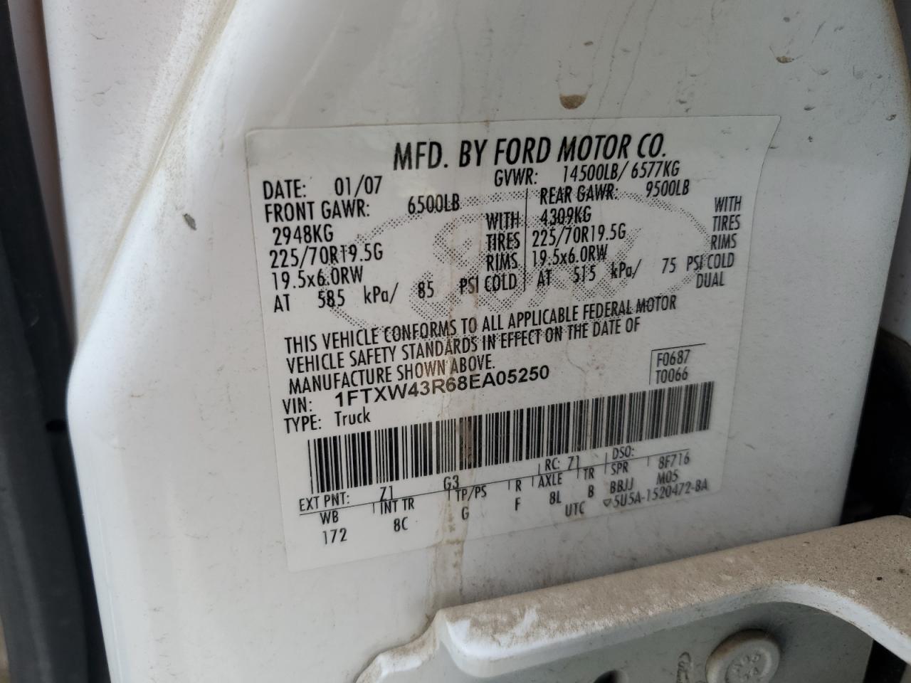 1FTXW43R68EA05250 2008 Ford F450 Super Duty