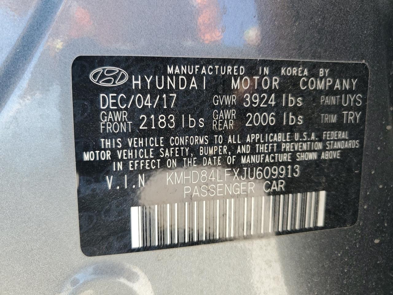 KMHD84LFXJU609913 2018 HYUNDAI ELANTRA - Image 12