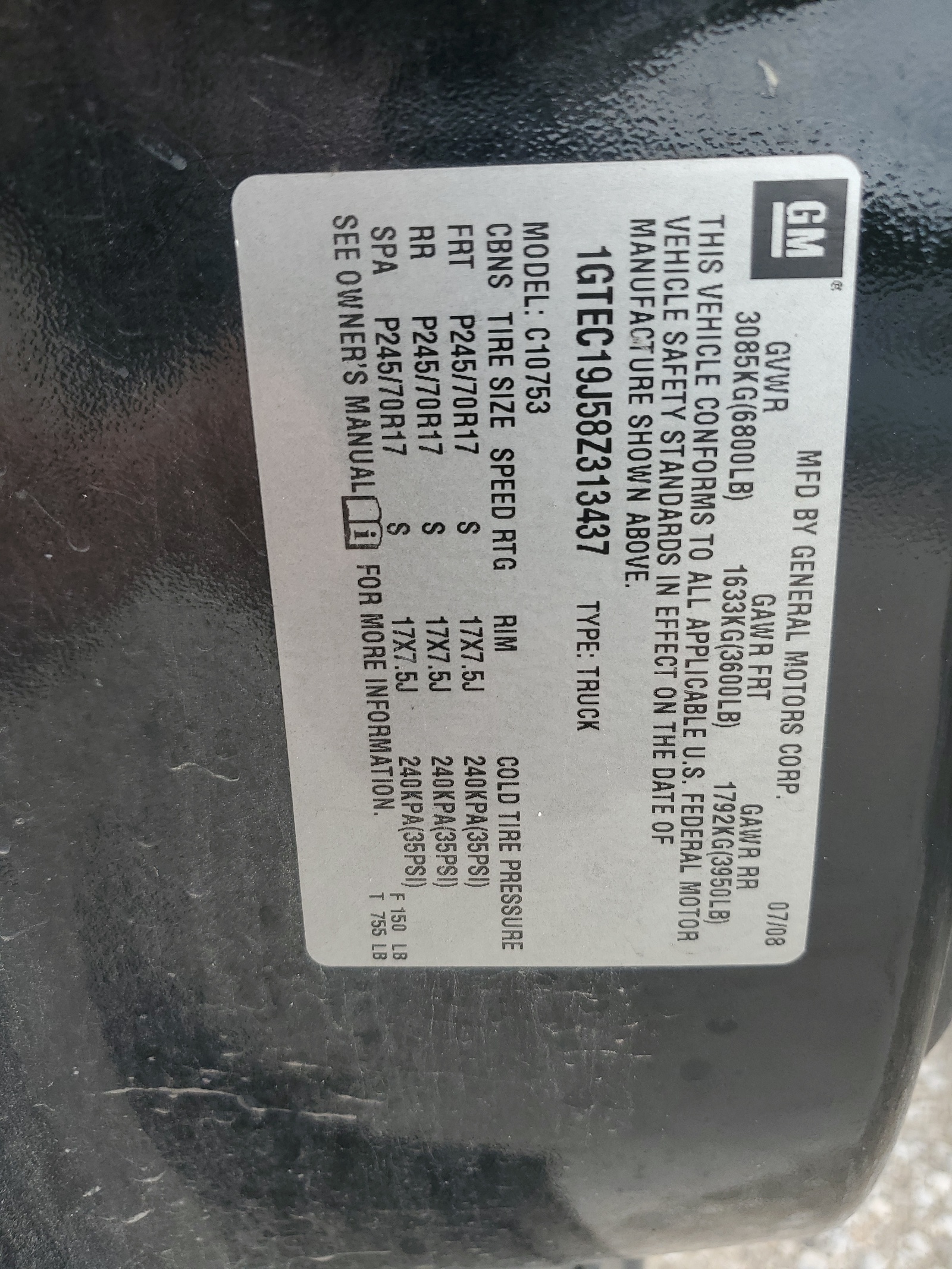 1GTEC19J58Z313437 2008 GMC Sierra C1500