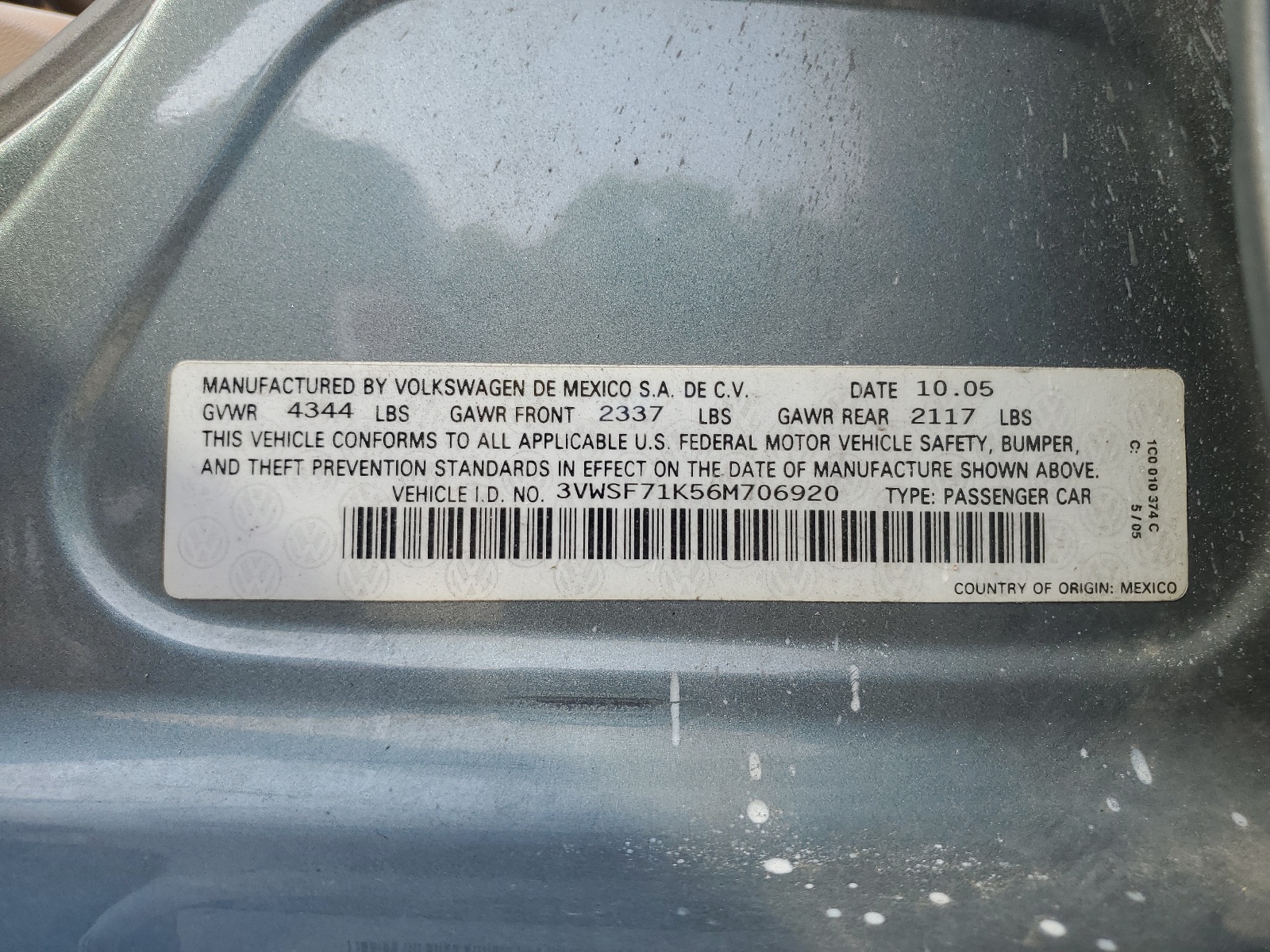 3VWSF71K56M706920 2006 Volkswagen Jetta 2.5 Option Package 1