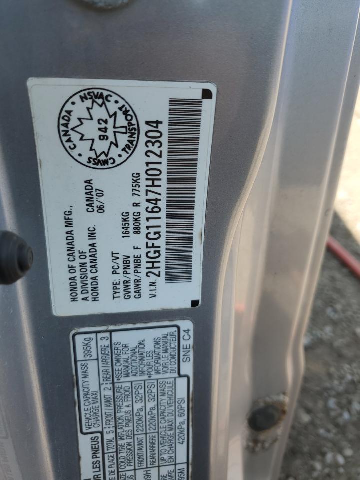 2007 Honda Civic Lx VIN: 2HGFG11647H012304 Lot: 61786715