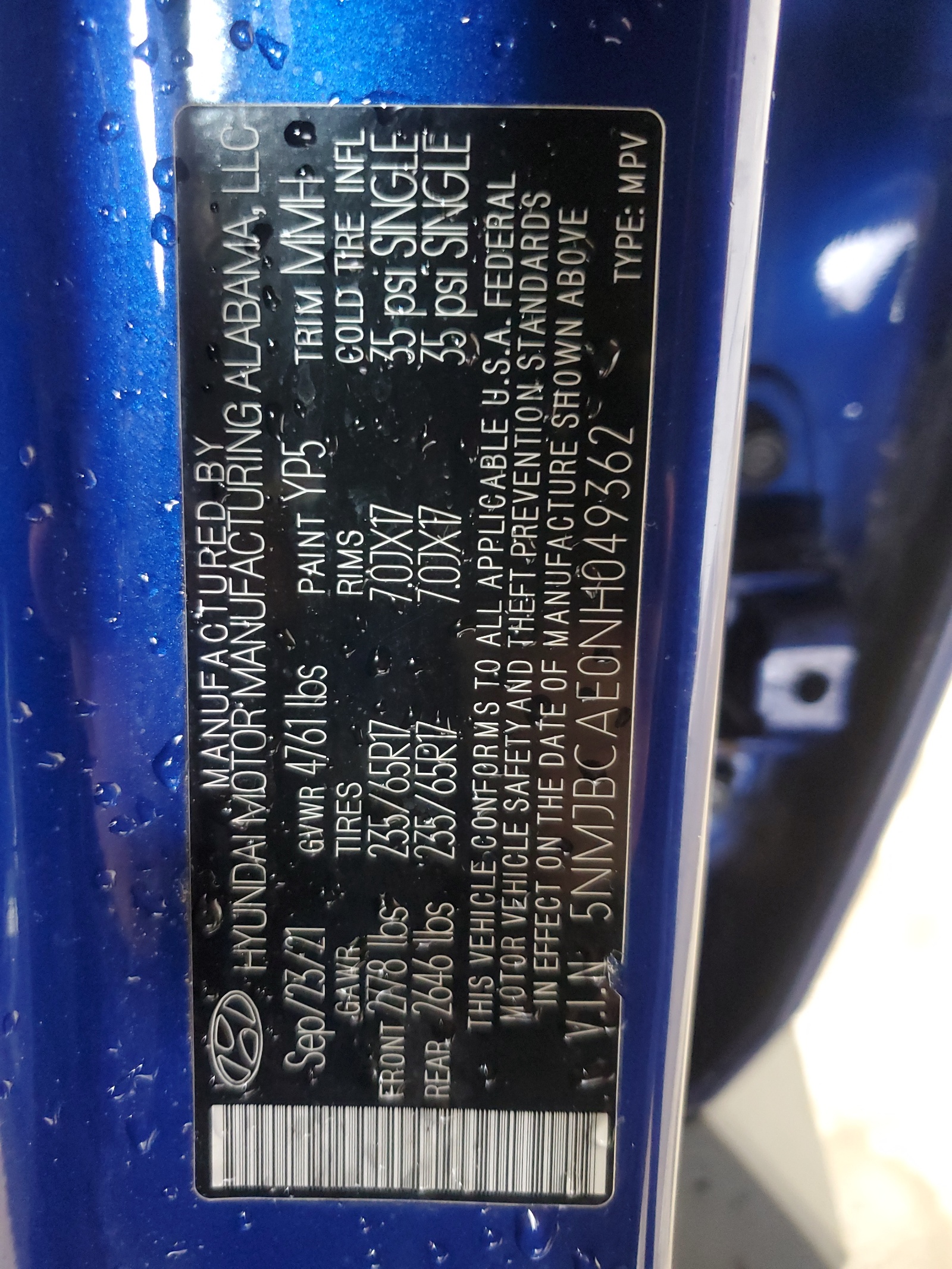 5NMJBCAE0NH049362 2022 Hyundai Tucson Sel