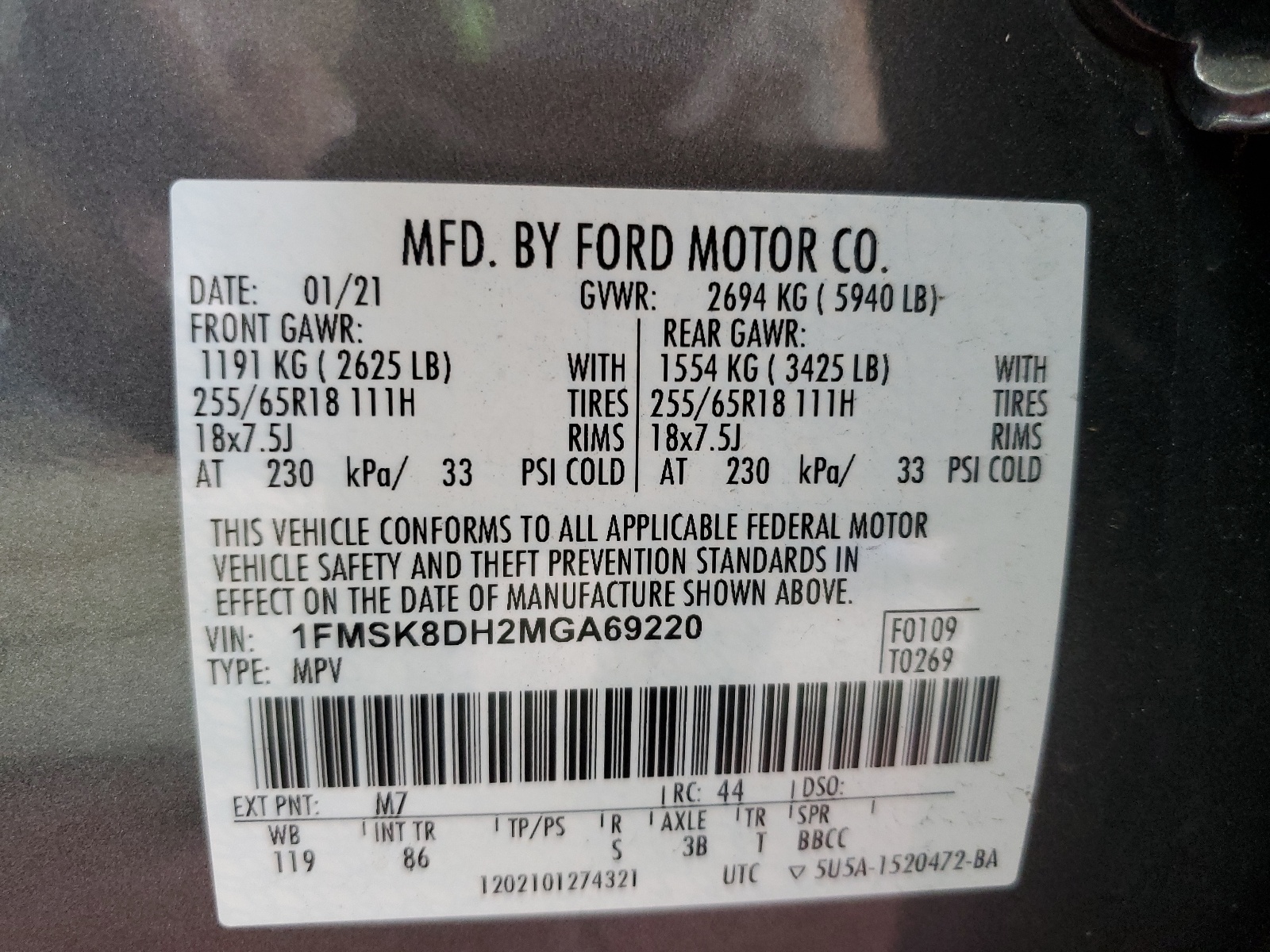 1FMSK8DH2MGA69220 2021 Ford Explorer Xlt