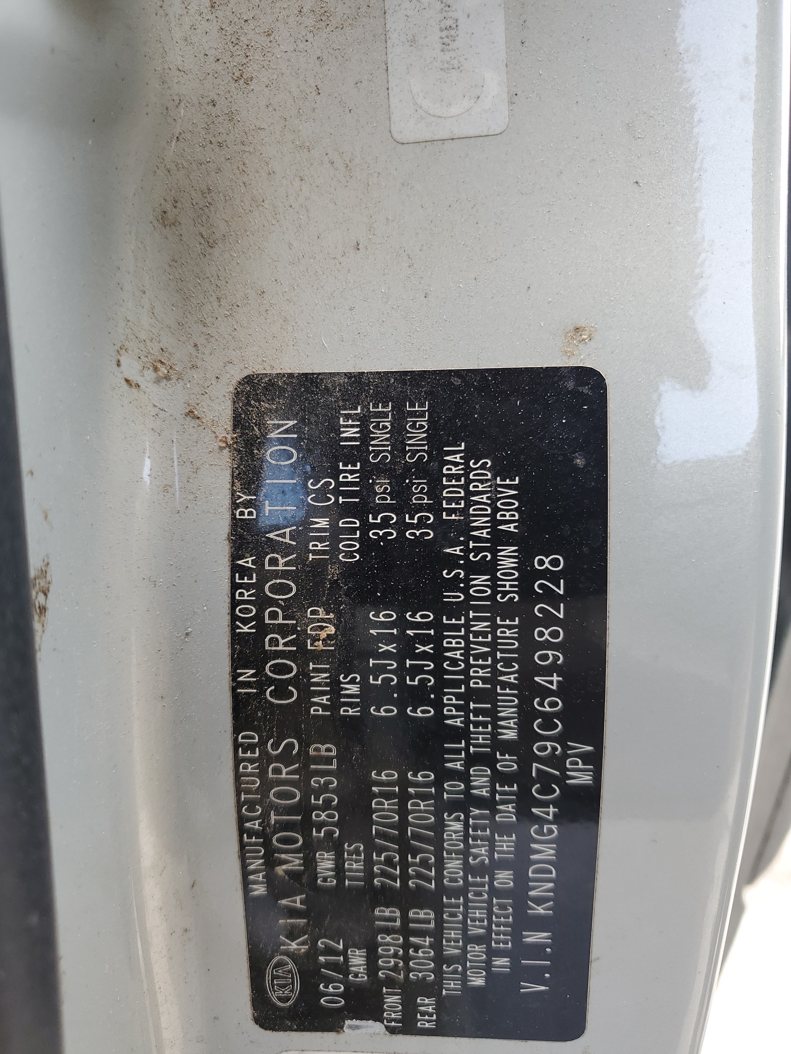 KNDMG4C79C6498228 2012 Kia Sedona Lx