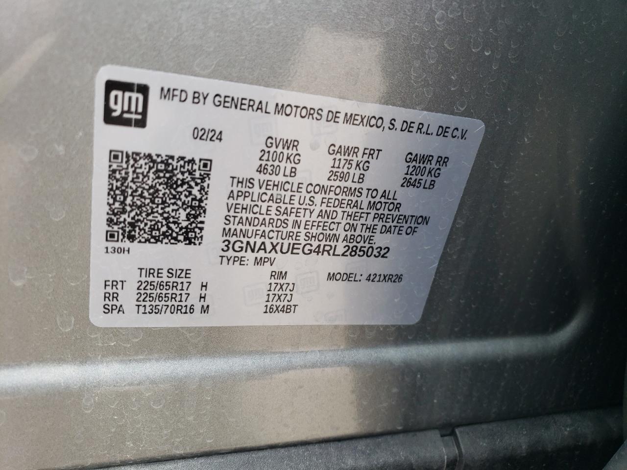 2024 Chevrolet Equinox Lt VIN: 3GNAXUEG4RL285032 Lot: 58929044