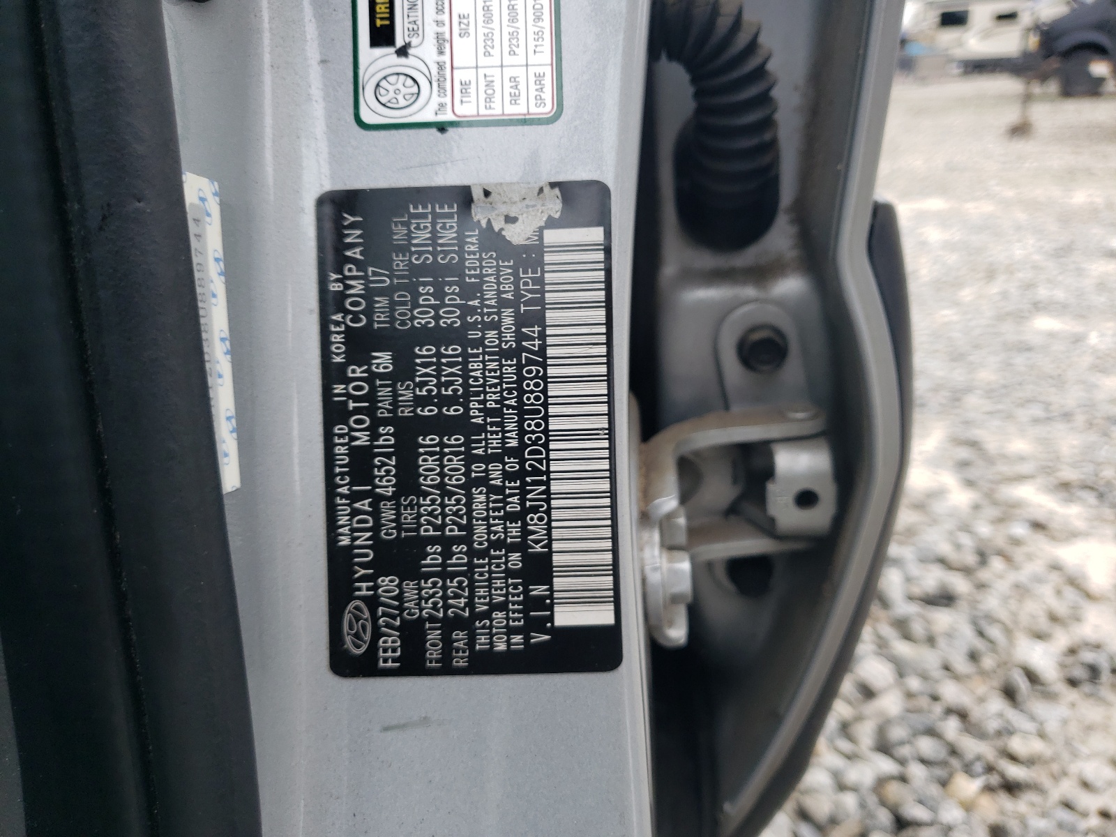 KM8JN12D38U889744 2008 Hyundai Tucson Se