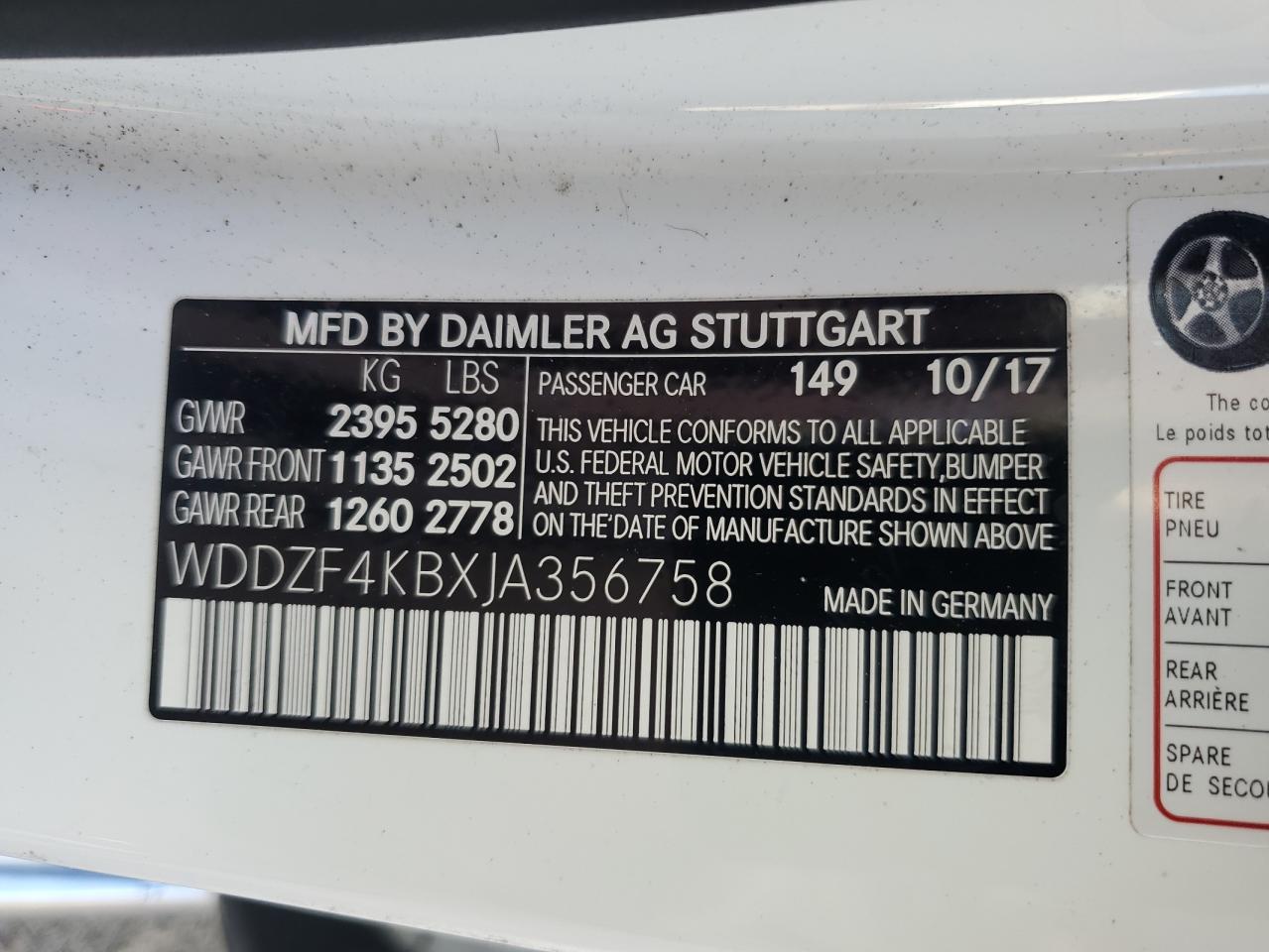 WDDZF4KBXJA356758 2018 Mercedes-Benz E 300 4Matic