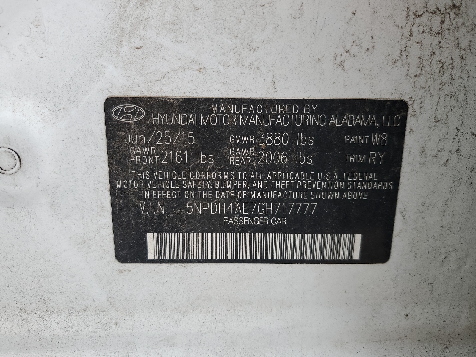 5NPDH4AE7GH717777 2016 Hyundai Elantra Se