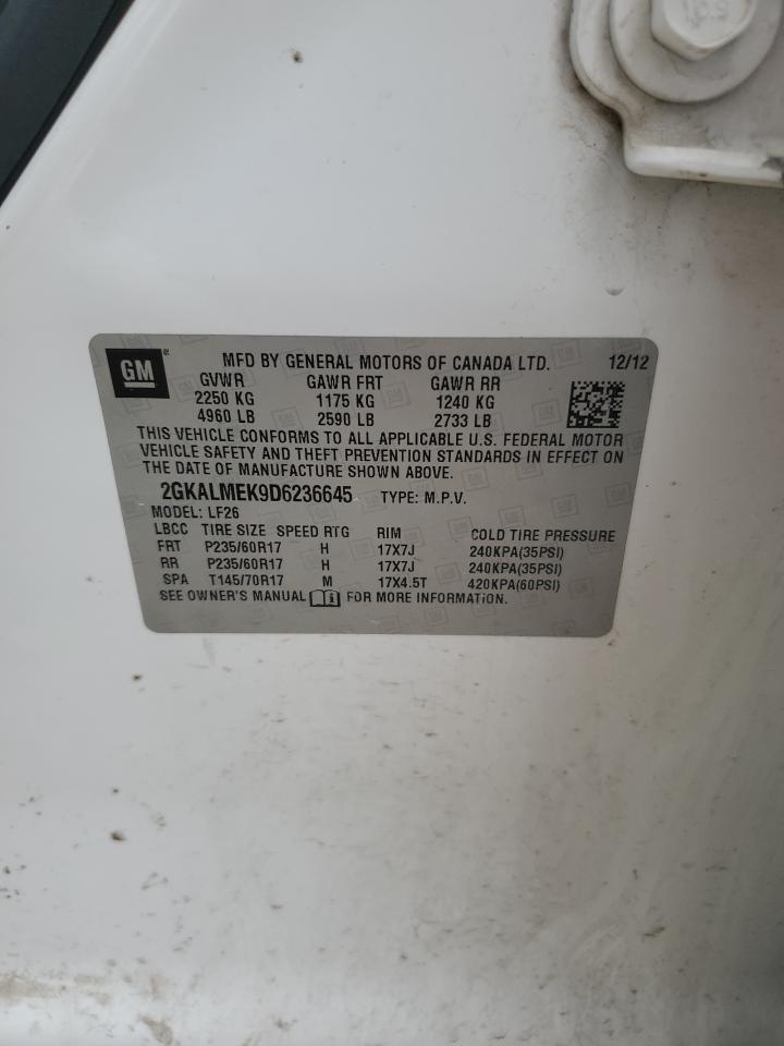 2013 GMC Terrain Sle VIN: 2GKALMEK9D6236645 Lot: 64198244