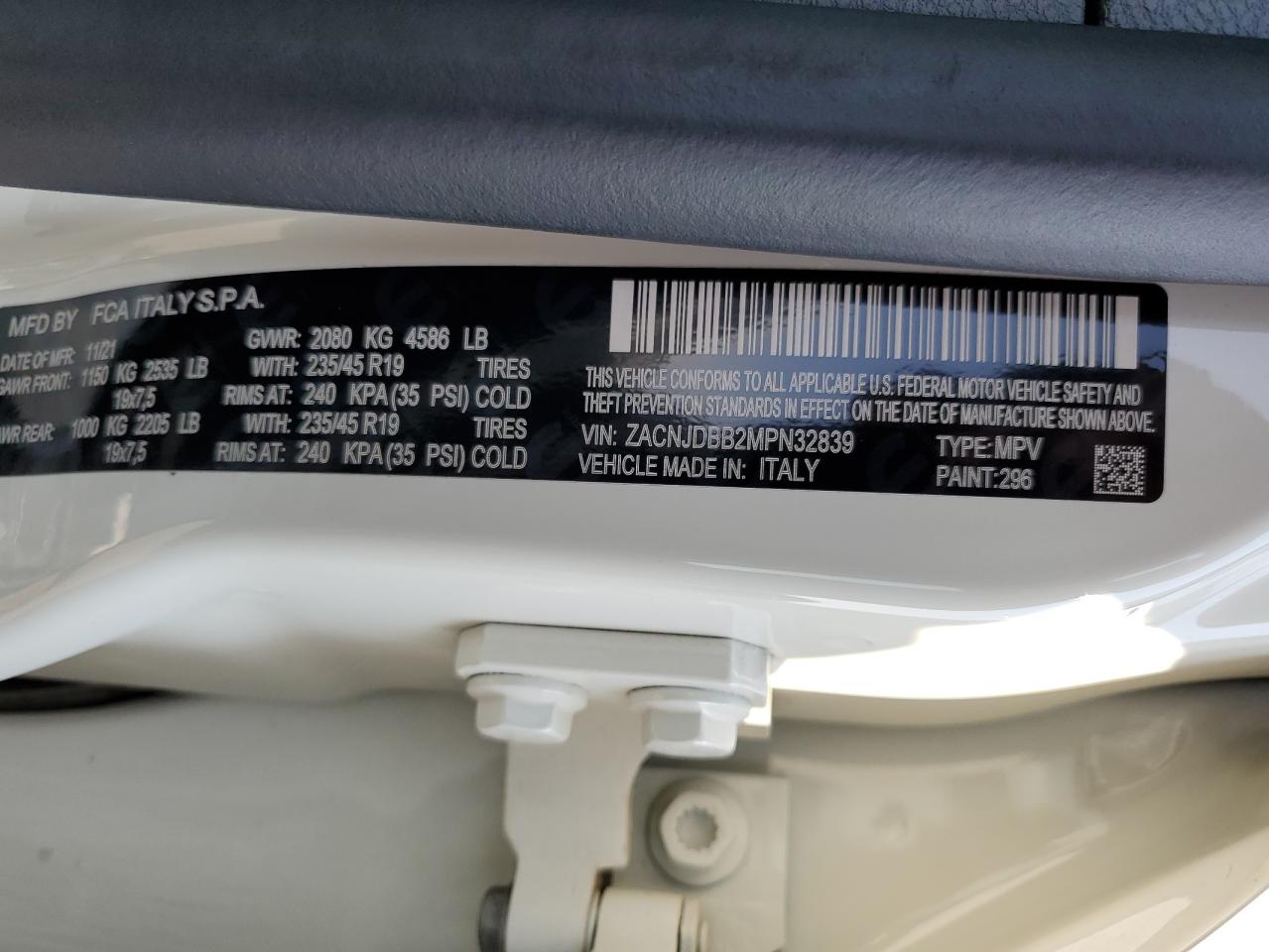 2021 Jeep Renegade Latitude VIN: ZACNJDBB2MPN32839 Lot: 61443134