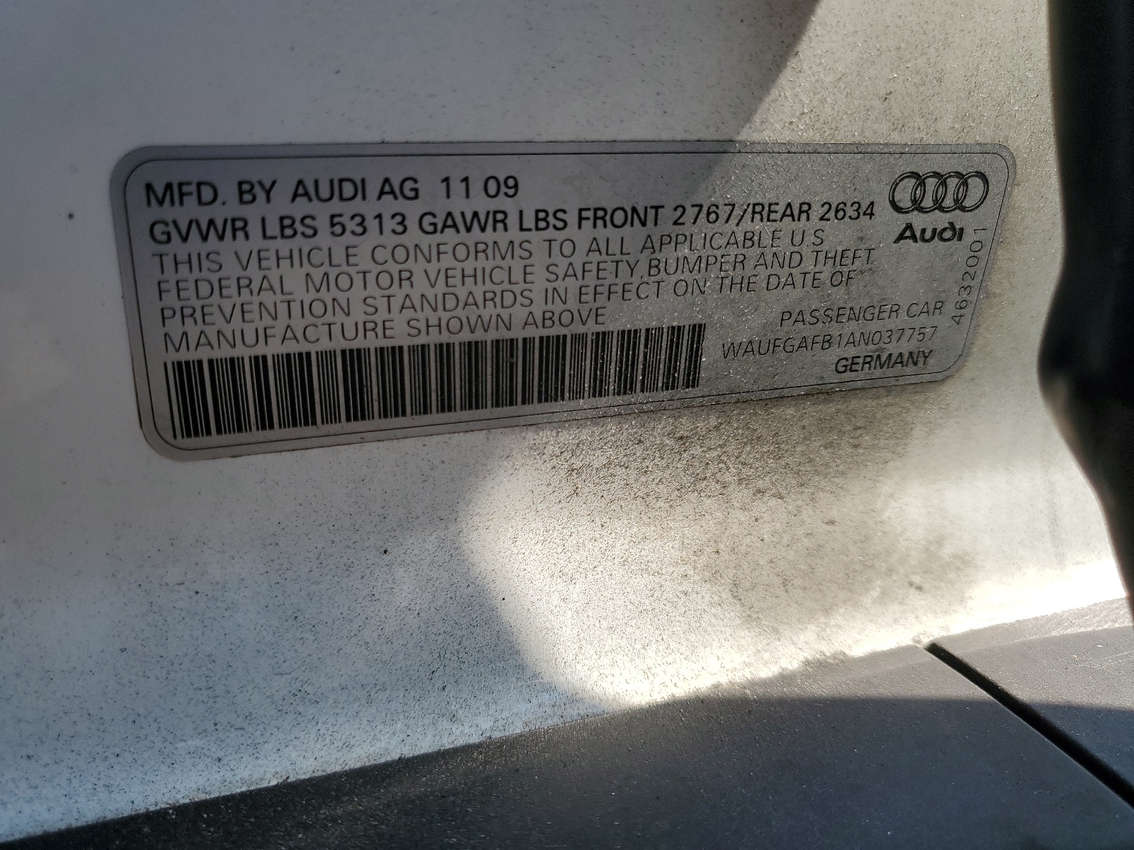 WAUFGAFB1AN037757 2010 Audi A6 Premium Plus