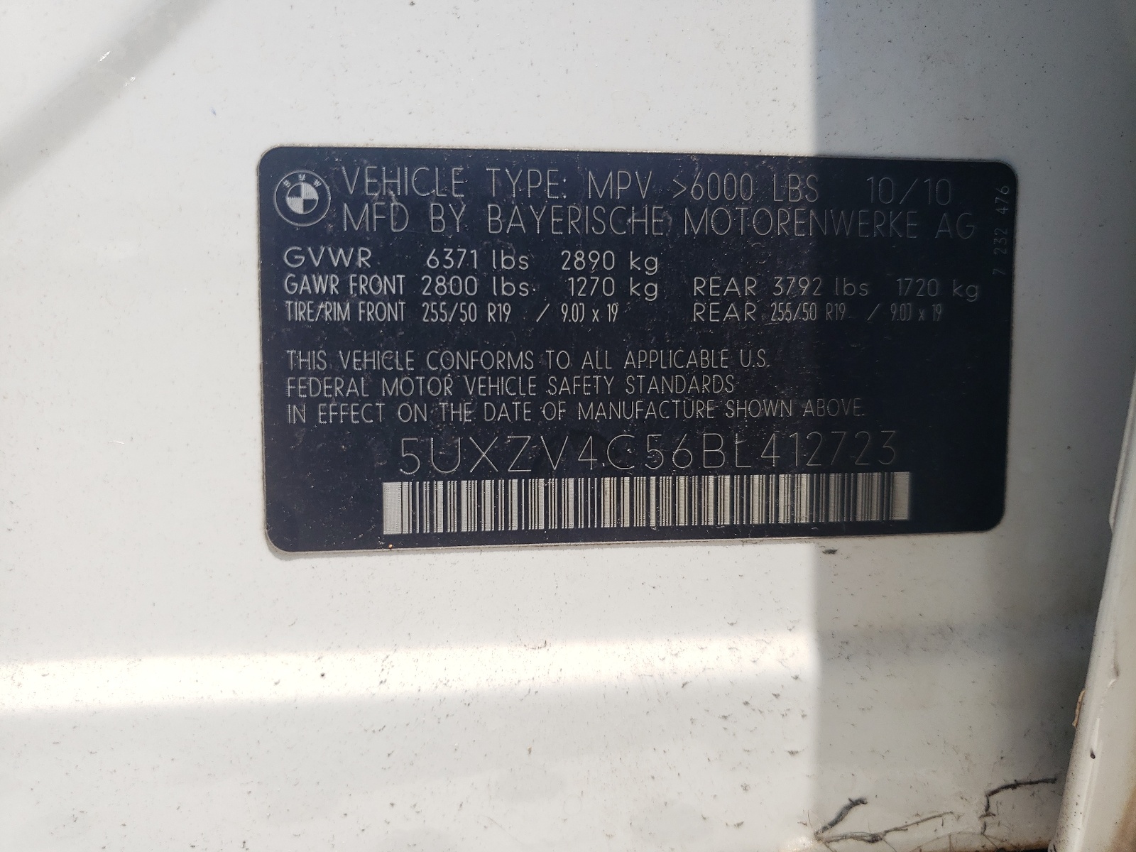 5UXZV4C56BL412723 2011 BMW X5 xDrive35I