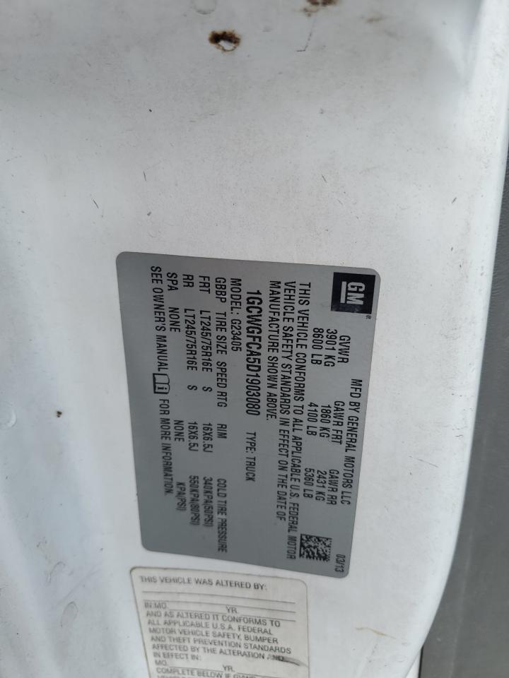 2013 Chevrolet Express G2500 VIN: 1GCWGFCA5D1903080 Lot: 65124654