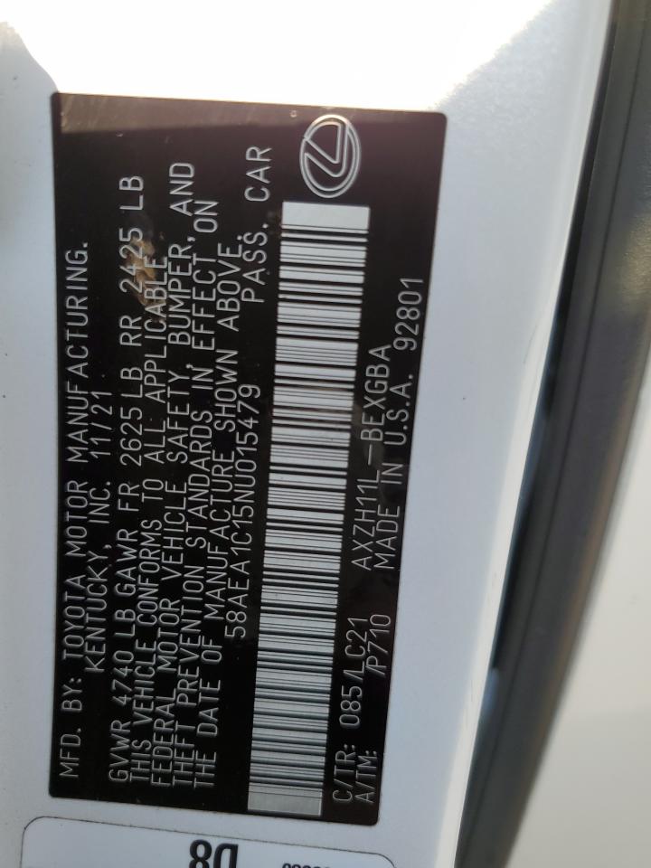 2022 Lexus Es 300H Base VIN: 58AEA1C15NU015479 Lot: 65093174