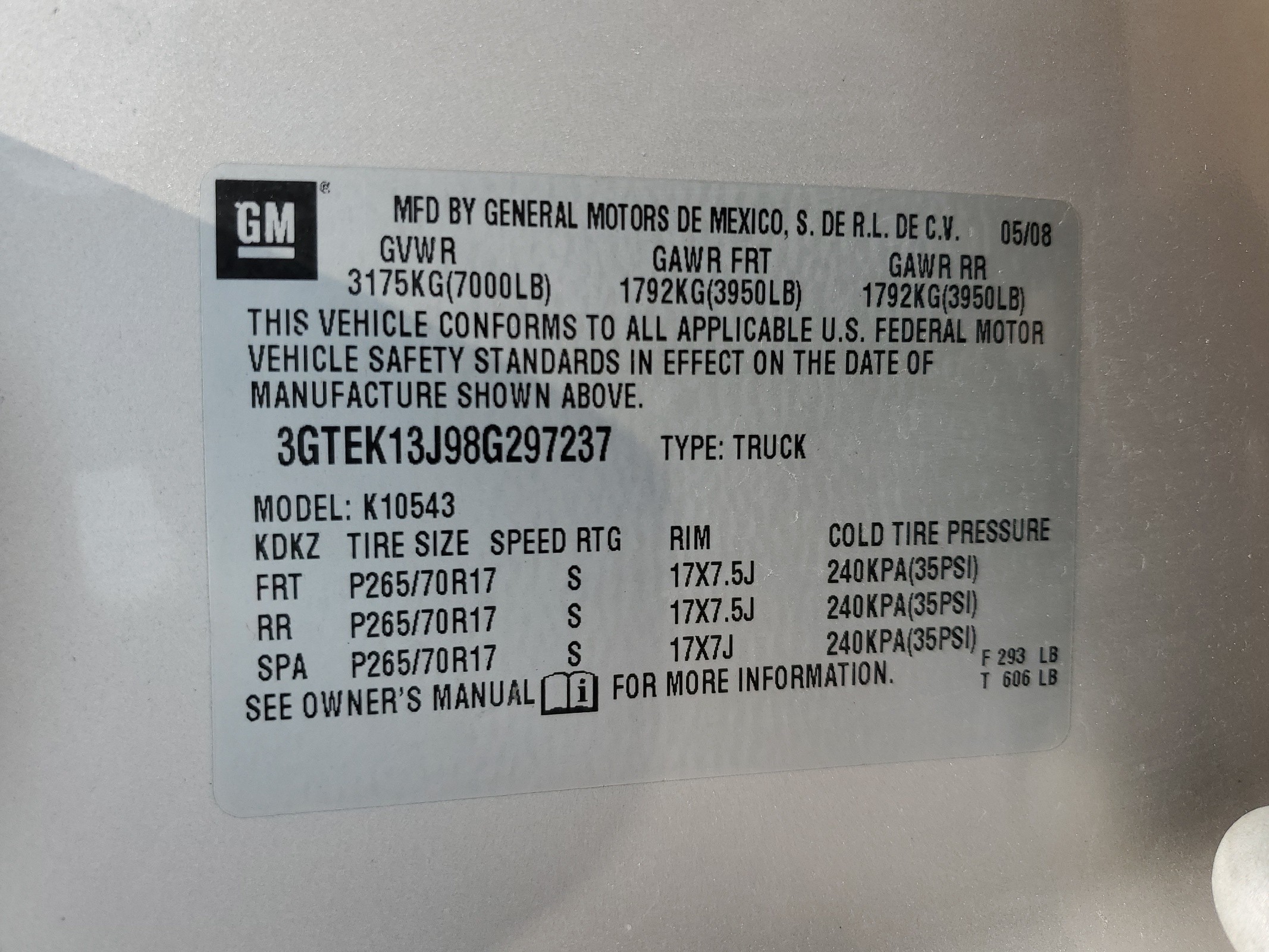 3GTEK13J98G297237 2008 GMC Sierra K1500