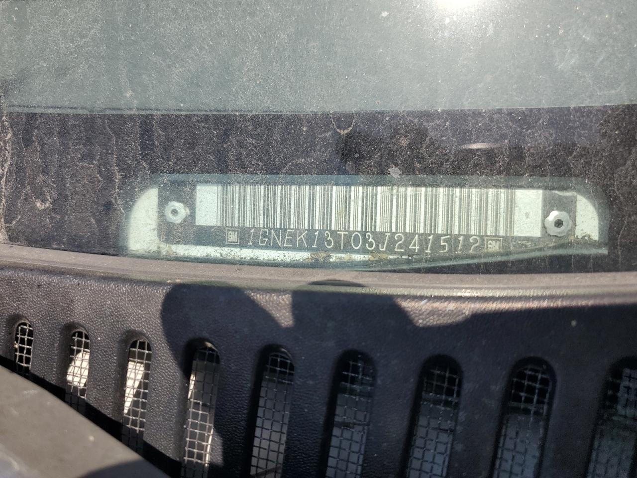 2003 Chevrolet Tahoe K1500 VIN: 1GNEK13T03J241512 Lot: 63991014