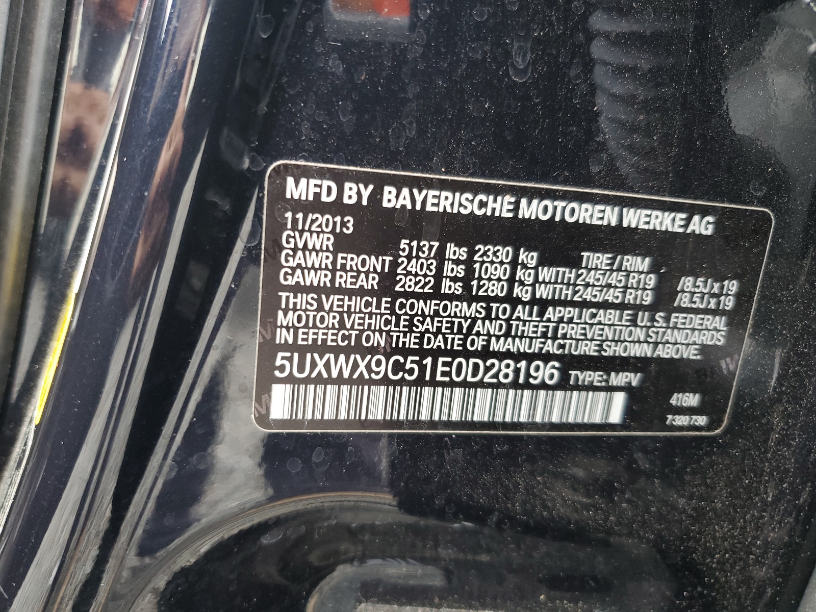 5UXWX9C51E0D28196 2014 BMW X3 xDrive28I