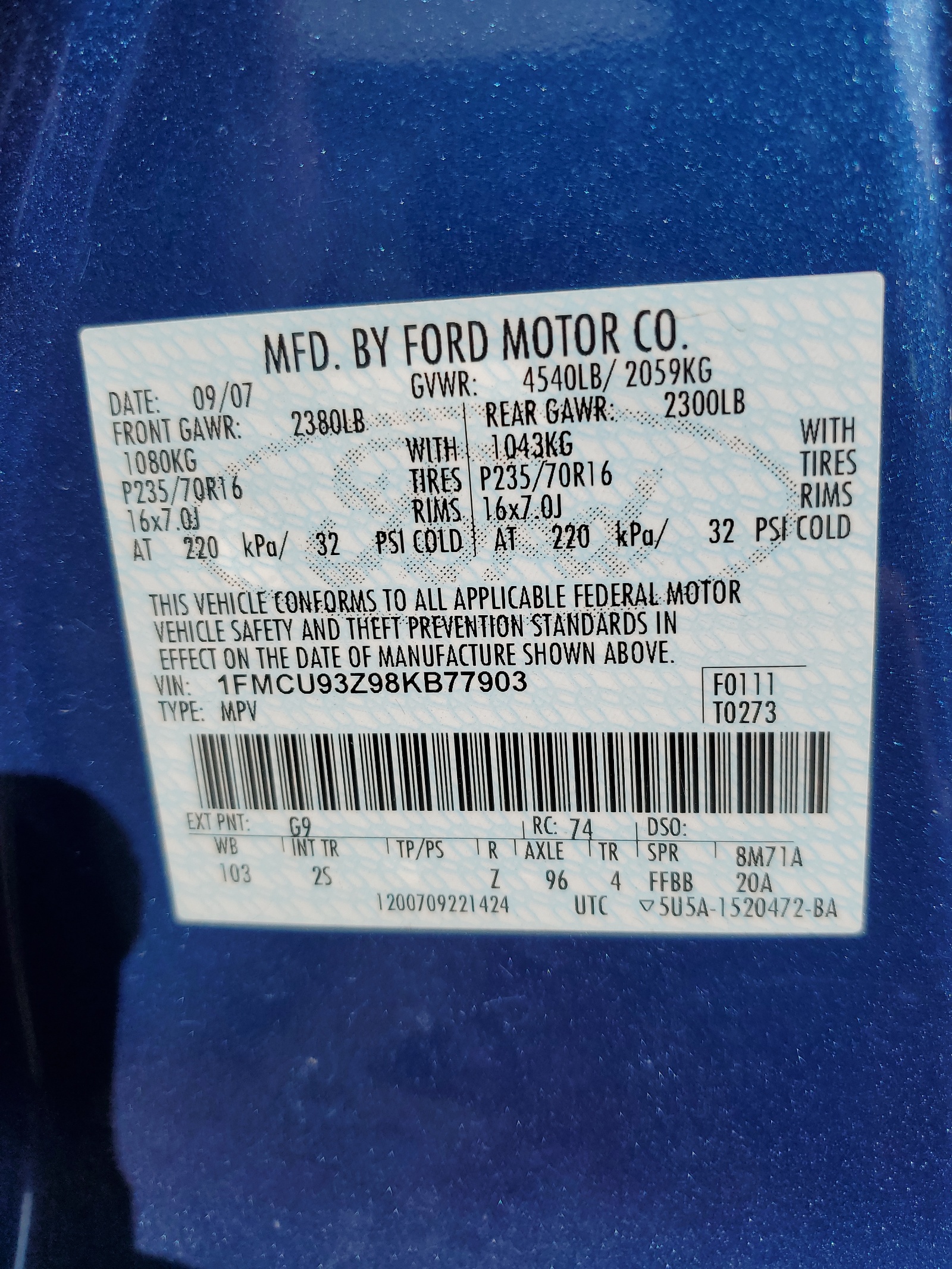 1FMCU93Z98KB77903 2008 Ford Escape Xlt