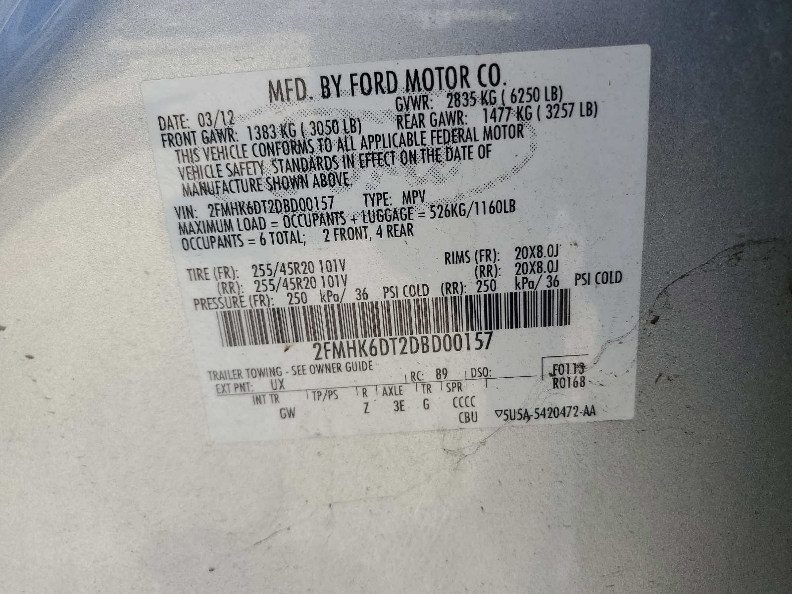 2FMHK6DT2DBD00157 2013 Ford Flex Limited