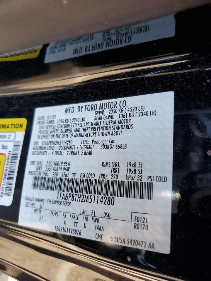 2021 Ford Mustang VIN: 1FA6P8TH2M5114280 Lot: 61019874