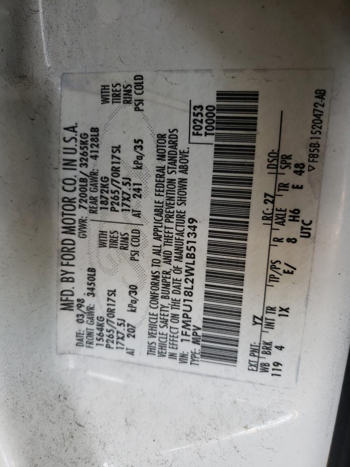 1998 Ford Expedition VIN: 1FMPU18L2WLB51349 Lot: 61462214