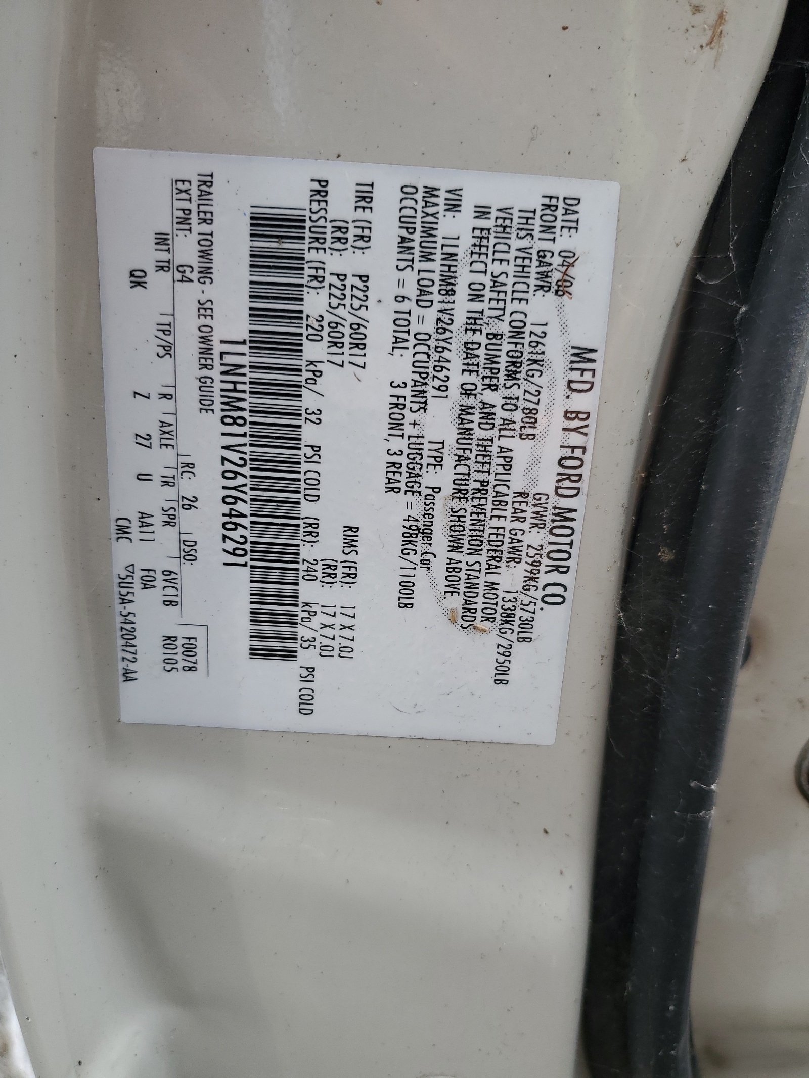 1LNHM81V26Y646291 2006 Lincoln Town Car Signature