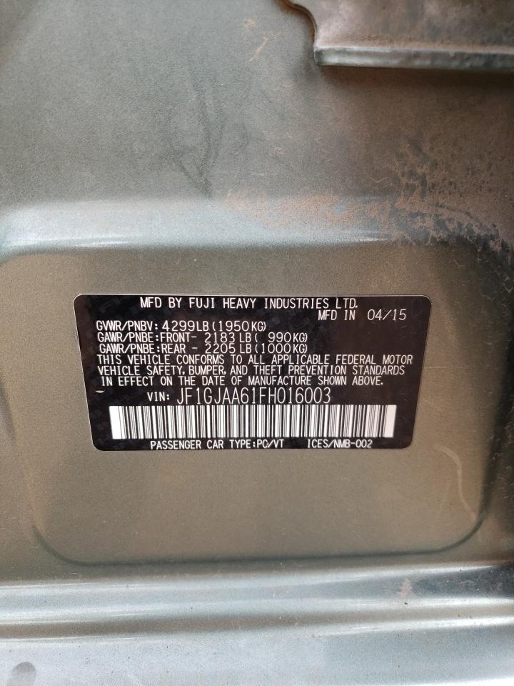 2015 Subaru Impreza VIN: JF1GJAA61FH016003 Lot: 64601114