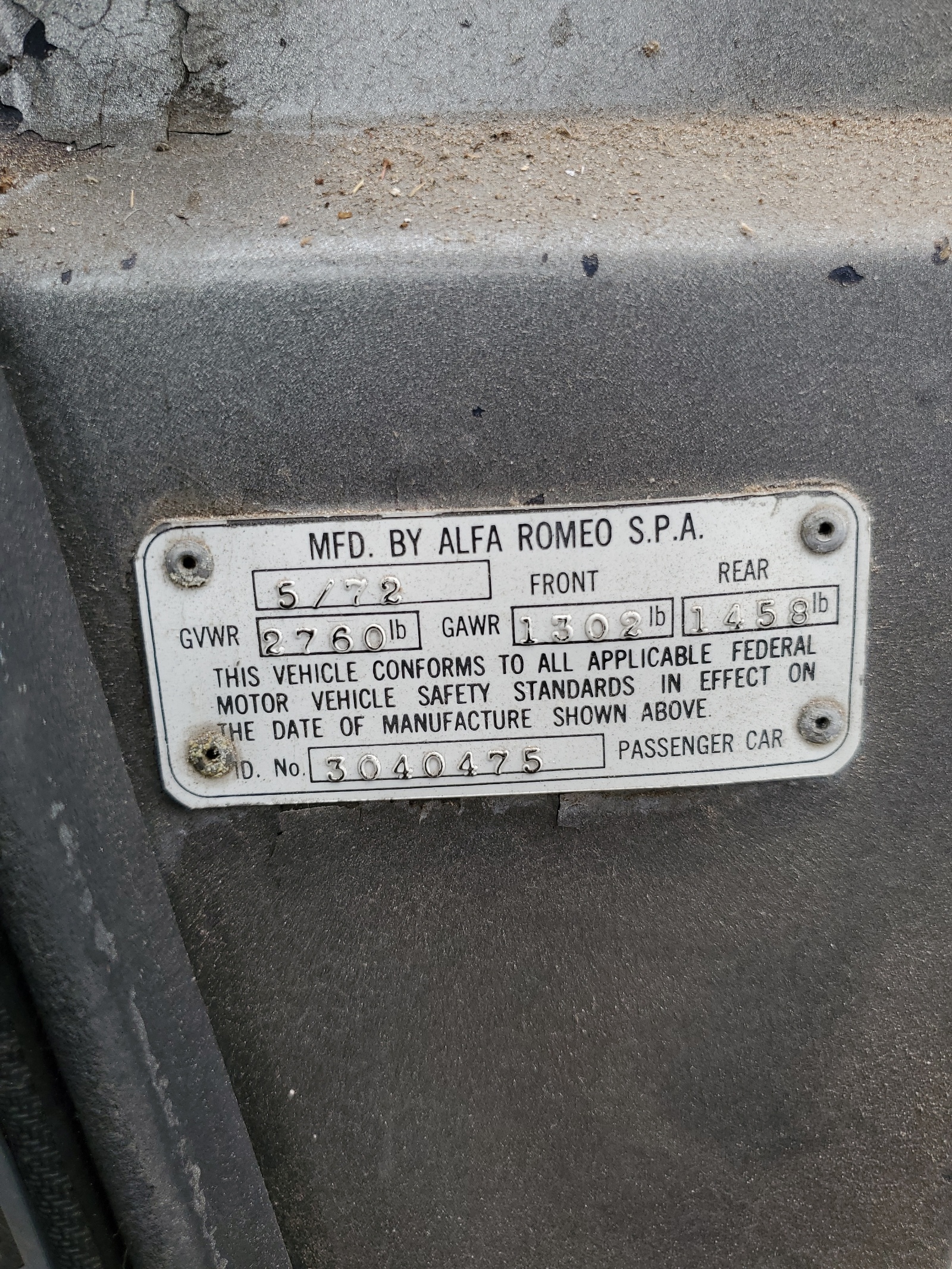 AR3040475 1972 Alfa Romeo Spider