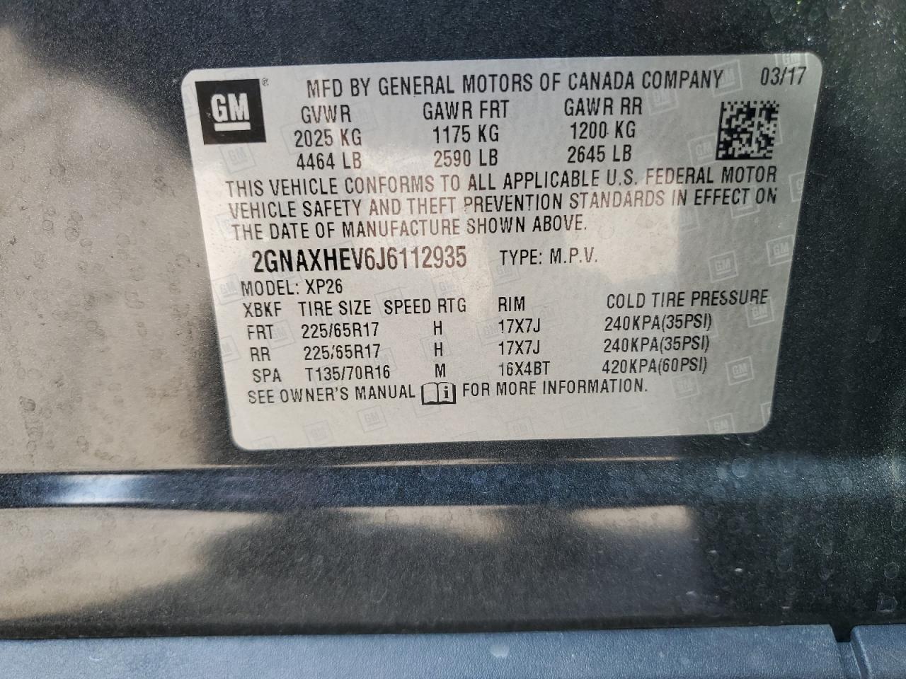 2018 Chevrolet Equinox Ls VIN: 2GNAXHEV6J6112935 Lot: 63528264